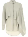 Quira Silk Blouse With Flounces And Asymmetric Hem In Grey