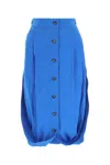 Quira Dynamic Silk Pleated Skirt In Blue