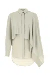 Quira Silk Blouse With Flounces And Asymmetric Hem In Grey