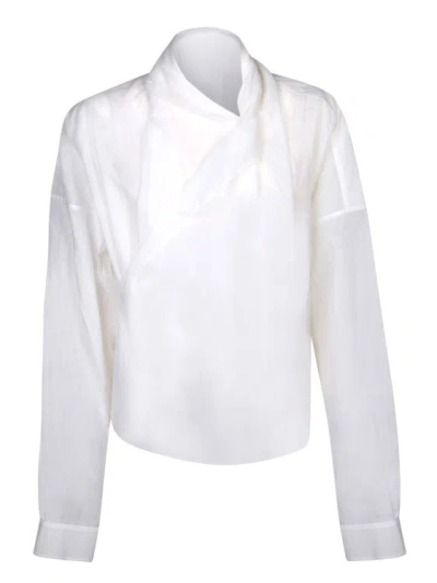 Quira Lightweight Fabric Wrap Shirt In White