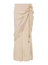 Quira Crepe Layered Midi Skirt In Beis