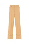 Quira Camel Cotton Wide Leg Pant In Brown