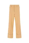 Quira Camel Cotton Wide Leg Pant In Brown