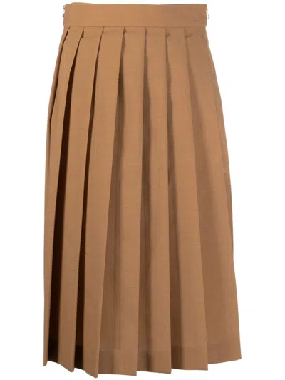 Quira Pleated Midi Skirt In Nude
