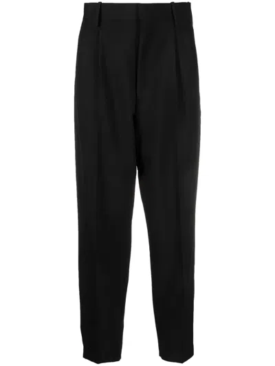 Quira Pressed-crease High-waist Trousers In Black