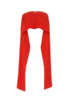 Quira Red Wool Poncho In Red