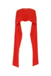 Quira Red Wool Poncho In Red