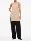 Quira Ribbed Side-slit Tank Top In Neutral