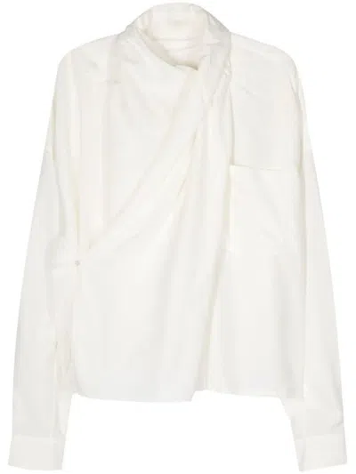 Quira Textured Shawl Blouse In White