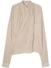 Quira Crepe Silk Shawl Blouse In Q Sand