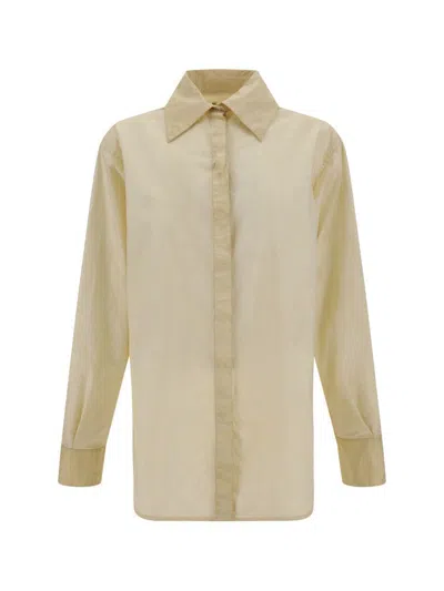 Quira Oversize Cotton Shirt Long Sleeves In Beige