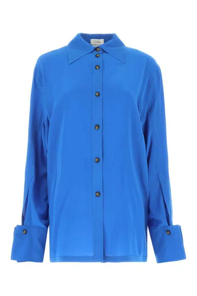 Quira Boyfriend Jumbo Cuff Shirt In Blue