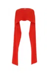 Quira Red Wool Poncho In Red