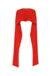 Quira Red Wool Poncho In Red