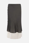 Quira Flowing Skirt With Contrasting Underskirt In Black+off White