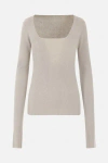 Quira Long-sleeved Pullover Sweater In Beige