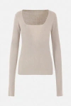 Quira Long-sleeved Pullover Sweater In Beige