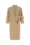 Quira Wool Overcoat With Embroidered Belt And Checks In Printed