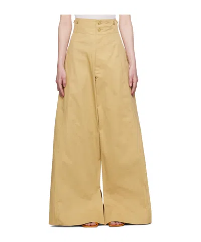 Quira Twill Wide-leg Casual Pants In Nude