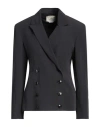 Quira Woman Blazer Charcoal Size 4 Cotton, Linen In Grey