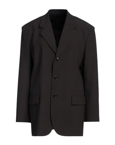Quira Woman Blazer Dark Brown Size 6 Virgin Wool