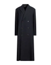 Quira Extra Long Double-breasted Wool Overcoat In Blue