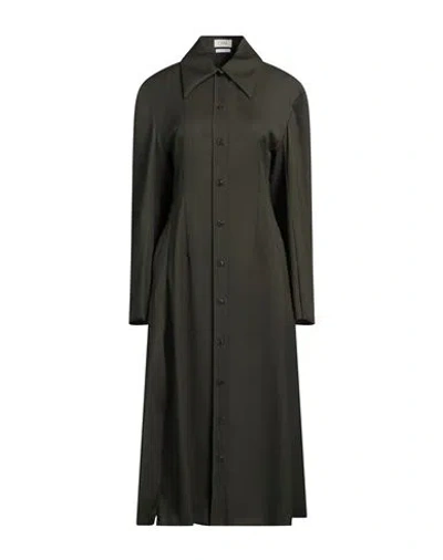 Quira Woman Midi Dress Military Green Size 4 Virgin Wool