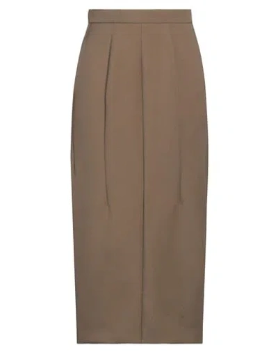 Quira Woman Midi Skirt Military Green Size 6 Wool