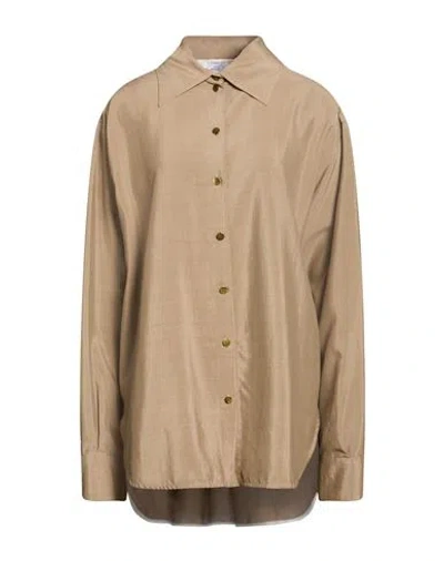 Quira Woman Shirt Khaki Size 4 Silk, Cupro In Sand