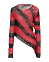 Quira Woman Sweater Red Size L Cotton, Mohair Wool, Wool, Polyamide In Red