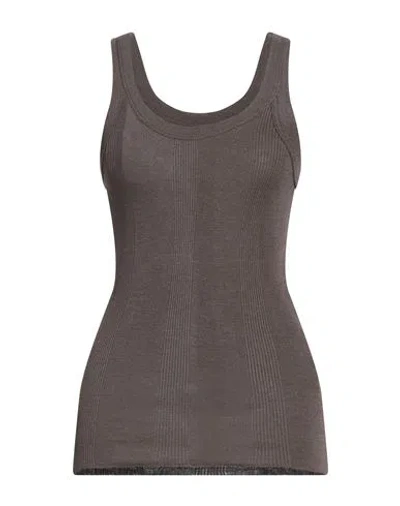 Quira Woman Tank Top Charcoal Size M Silk In Gray