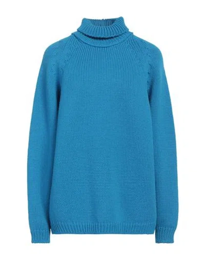 Quira Woman Turtleneck Azure Size S Virgin Wool In Blue