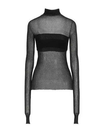 Quira Woman Turtleneck Black Size M Modal, Polyamide, Wool