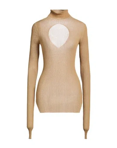 Quira Woman Turtleneck Camel Size L Cotton, Polyamide In Sand