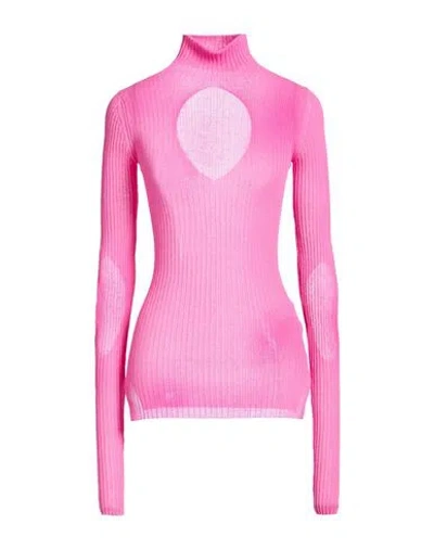 Quira Woman Turtleneck Fuchsia Size M Cotton, Polyamide In Pink