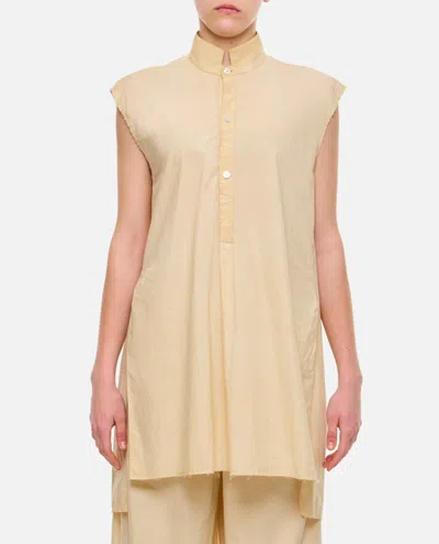 Quira Off White Sleeveless Cotton Shirt In Neutral