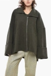 Quira Wool Blend Coat With Front Zip In Green