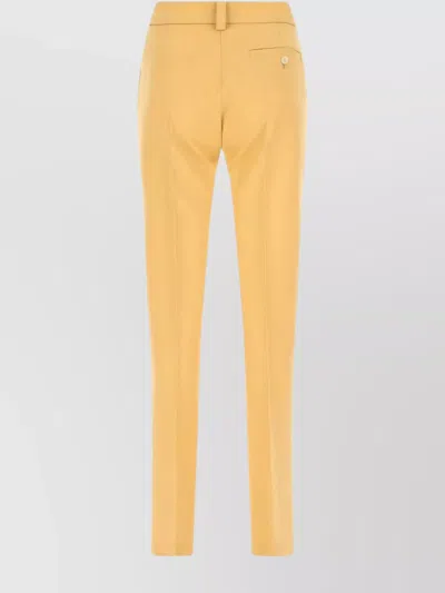 Quira Wool Trousers With Back Pockets And Belt Loops In Yellow