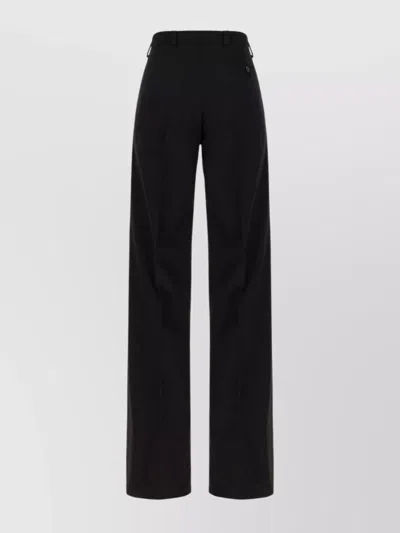 Quira Wool Trousers With Belt Loops And Wide Leg In Black