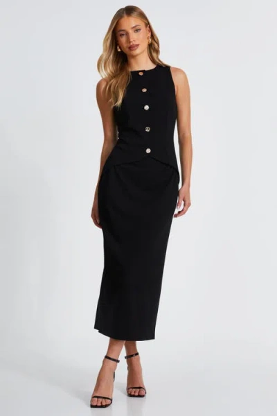 Quiz 2 In 1 Scuba Crepe Waistcoat And Skirt Dress In Black