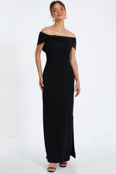 Quiz Bardot Maxi Dress In Black