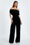 QUIZ QUIZ BARDOT VELVET JUMPSUIT