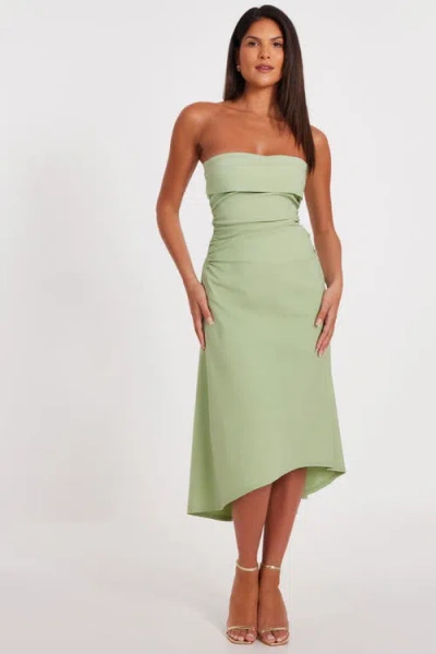 Quiz Bengaline Bandeau Midi Dress In Sage