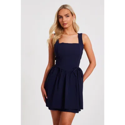 Quiz Bengaline Double Layer Mini Dress In Blue