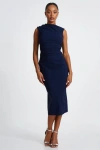 Quiz Bengaline High Neck Midi Dress In Navy