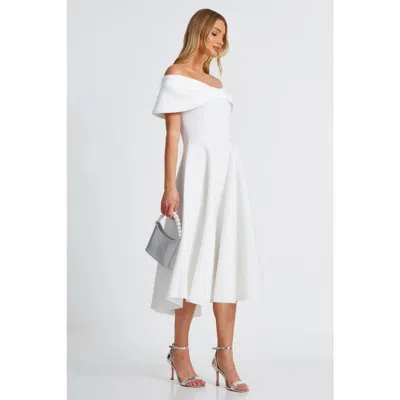 Quiz Bow Detail Skater Dress In Ivory
