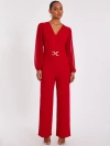 Quiz Chiffon Buckle Palazzo Jumpsuit In Red