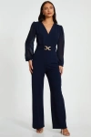 Quiz Chiffon Buckle Palazzo Jumpsuit In Navy