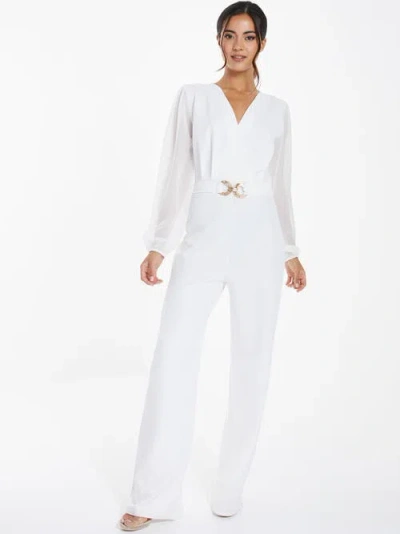 Quiz Chiffon Buckle Palazzo Jumpsuit - Women In White