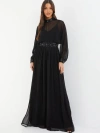 Quiz Chiffon Sequin Trim Evening Dress In Black